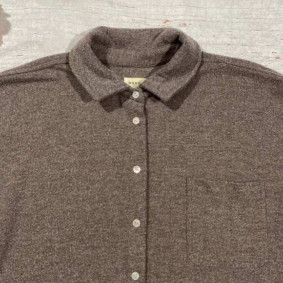 Donni Brushed Sweater Button Down Cho Brown Shirt Jacket Shacket - Picture 4 of 13